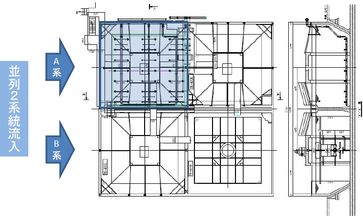 並列2系統流入 化学工場 排水処理場改善 図面