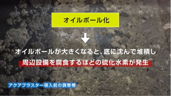 アクアブラスター納入前は大量の油脂スカムと硫化水素が発生していた。