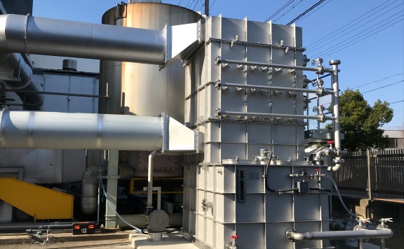 Chemical plant exhaust gas treatment