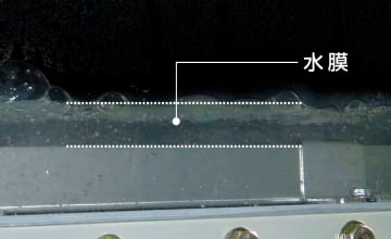 スクリーンに水膜を形成